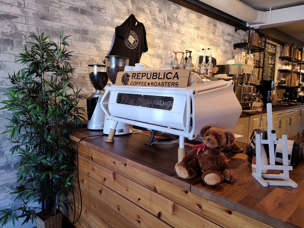 The Coffee bar at republica coffee roasters in Surrey BC
